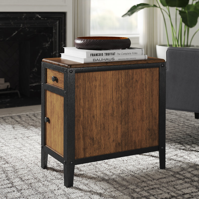 Schlenker Glass Top End Table with Storage