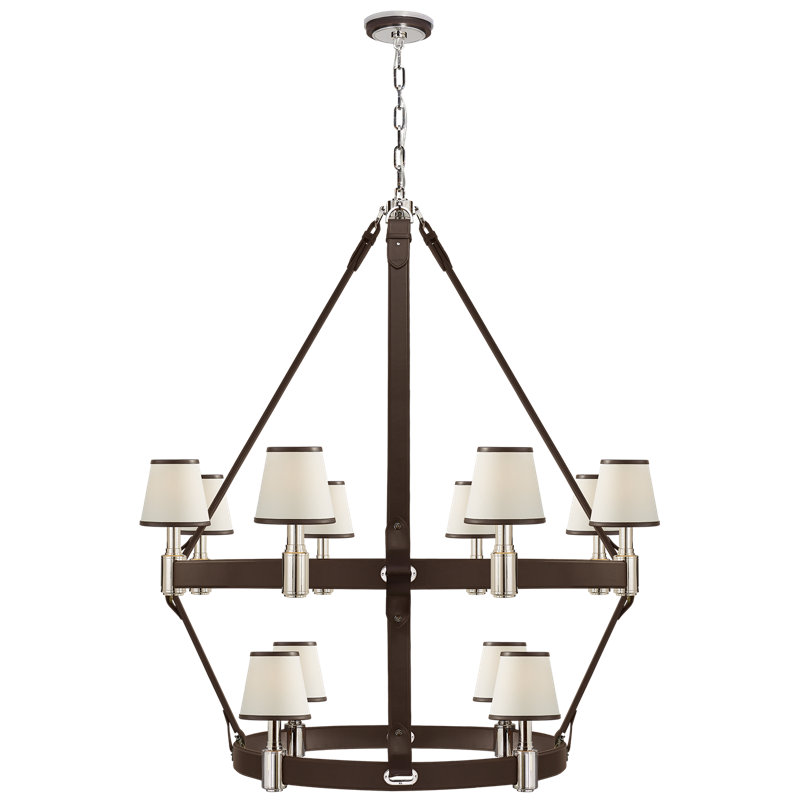 Ralph Lauren Riley 12 Light Large Chandelier, Natural Brass/Chocolate
