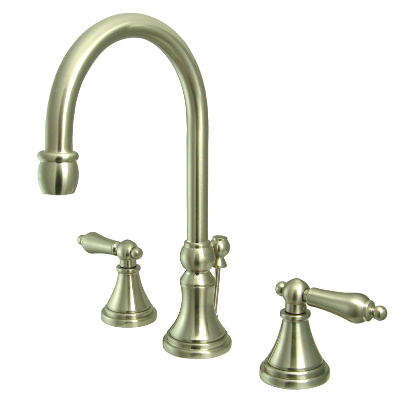 Madison Widespread Bathroom Faucet with Drain Assembly, Brushed Nickel