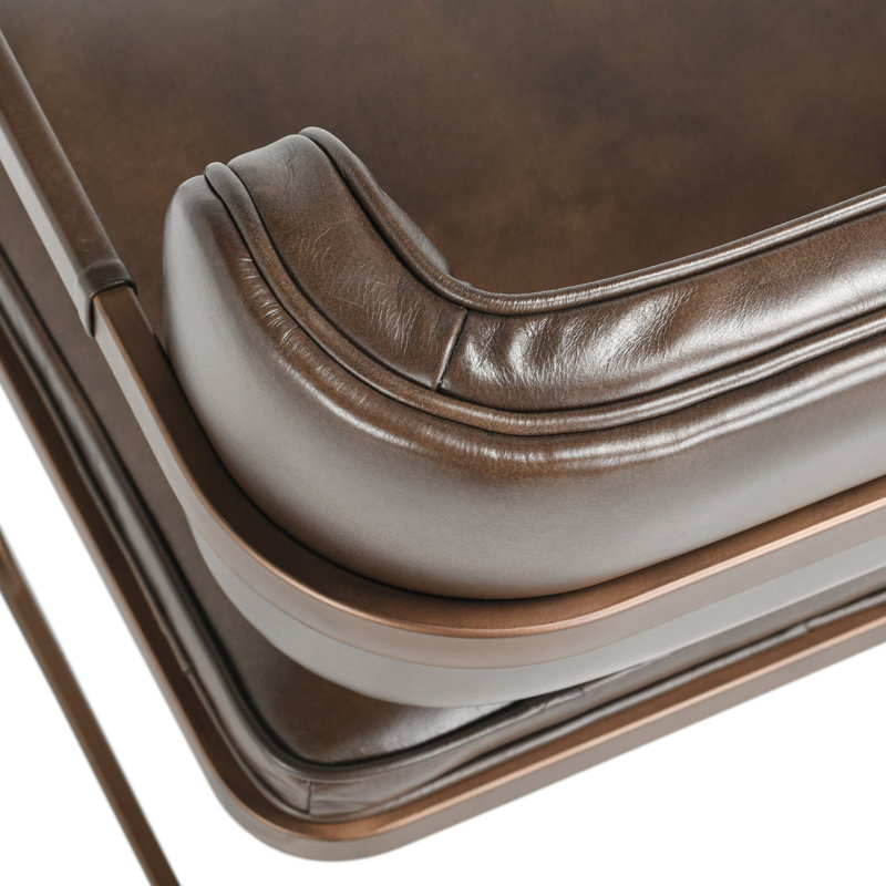 Chaise en cuir Fonda, Brun / Cuivre
