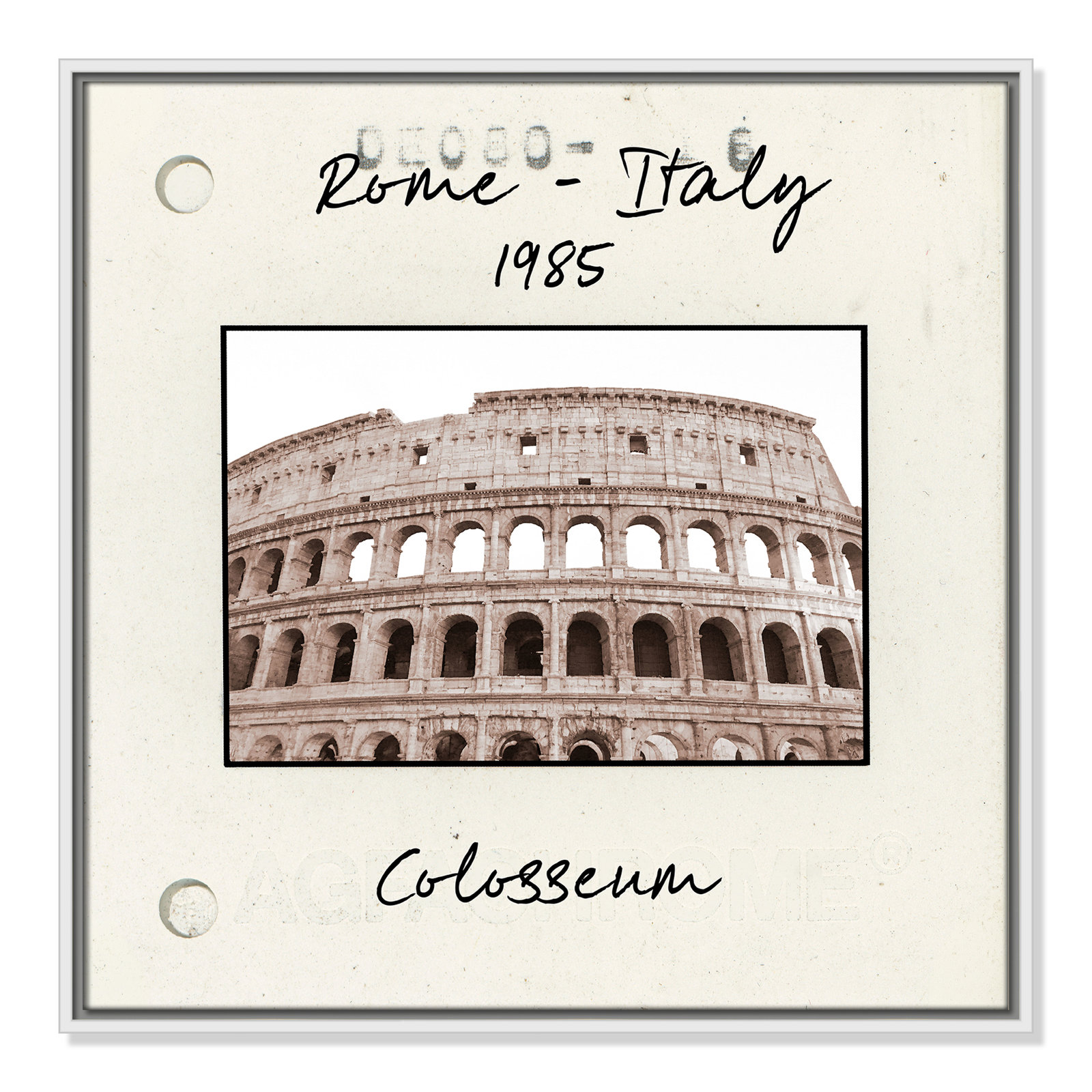 Travel Slide Collection "Rome, Italy - Colosseum" Print, White Floater Framed Canvas, 25.5" H x 25.5" W x 2" D