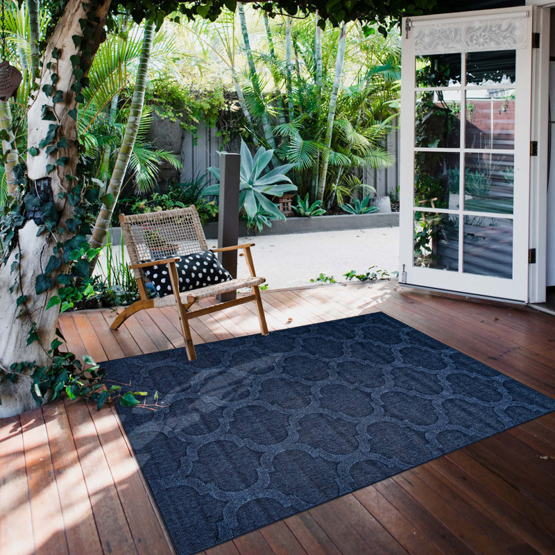 Ensemble de tapis bleu marine marocain Jullie, Rectangle 6 pi 7 po x 9 pi 6 po