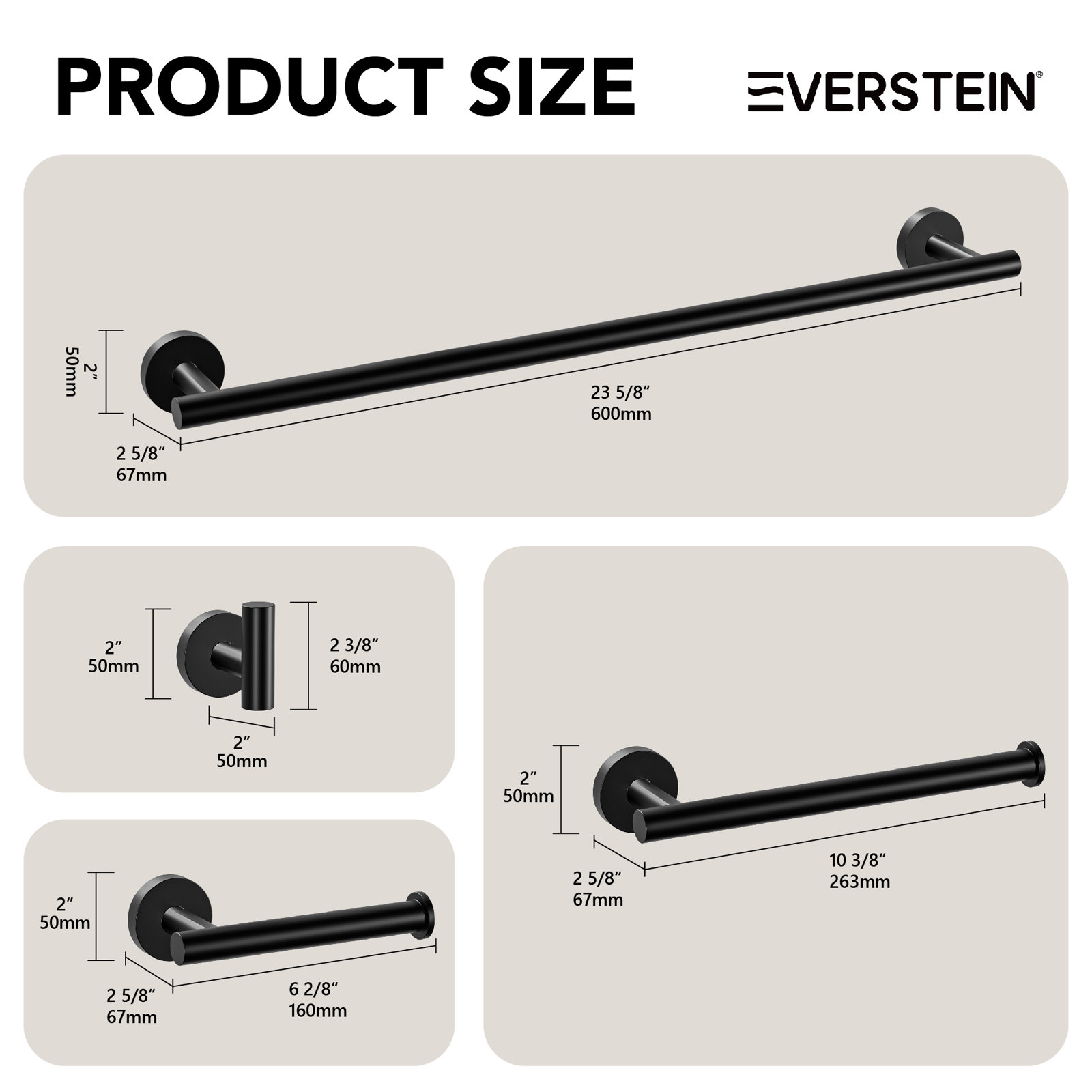 4-Piece Bathroom Hardware Set, Matte Black