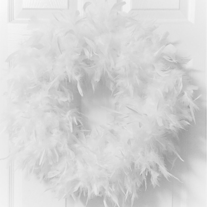 Couronne de plumes 23 po, Blanc, H 23 po x l 23 po x p 2 po