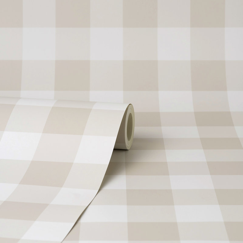 Patrice Light Brown Gingham Wallpaper, Brown