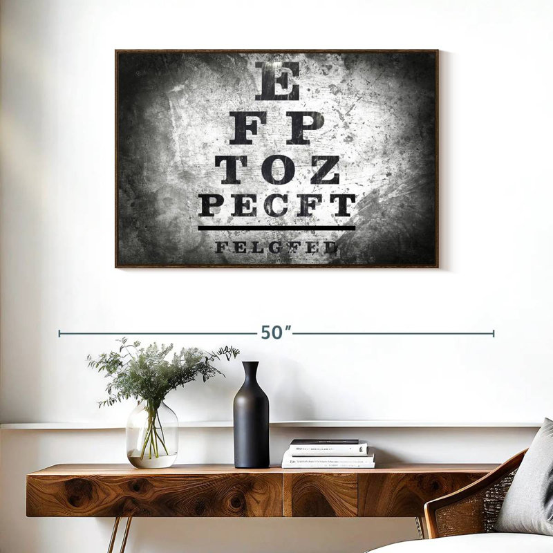Optometry Test, 37" X 25", Floating Frame Walnut