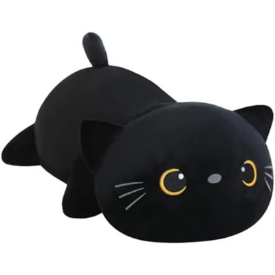 Peluche chat noir lesté, animal en peluche chat noir lesté, peluche mignonne, cadeau pour les enfants adultes 13,8 po, 1,6 lb