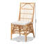 Chaise de salle à manger moderne bohémienne avec structure en rotin naturel et siège en tissu moelleux