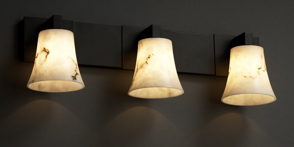 Éclairage modulaire pour meuble-lavabo 3 lumières LumenAria, Carré avec rebord plat, Bronze foncé