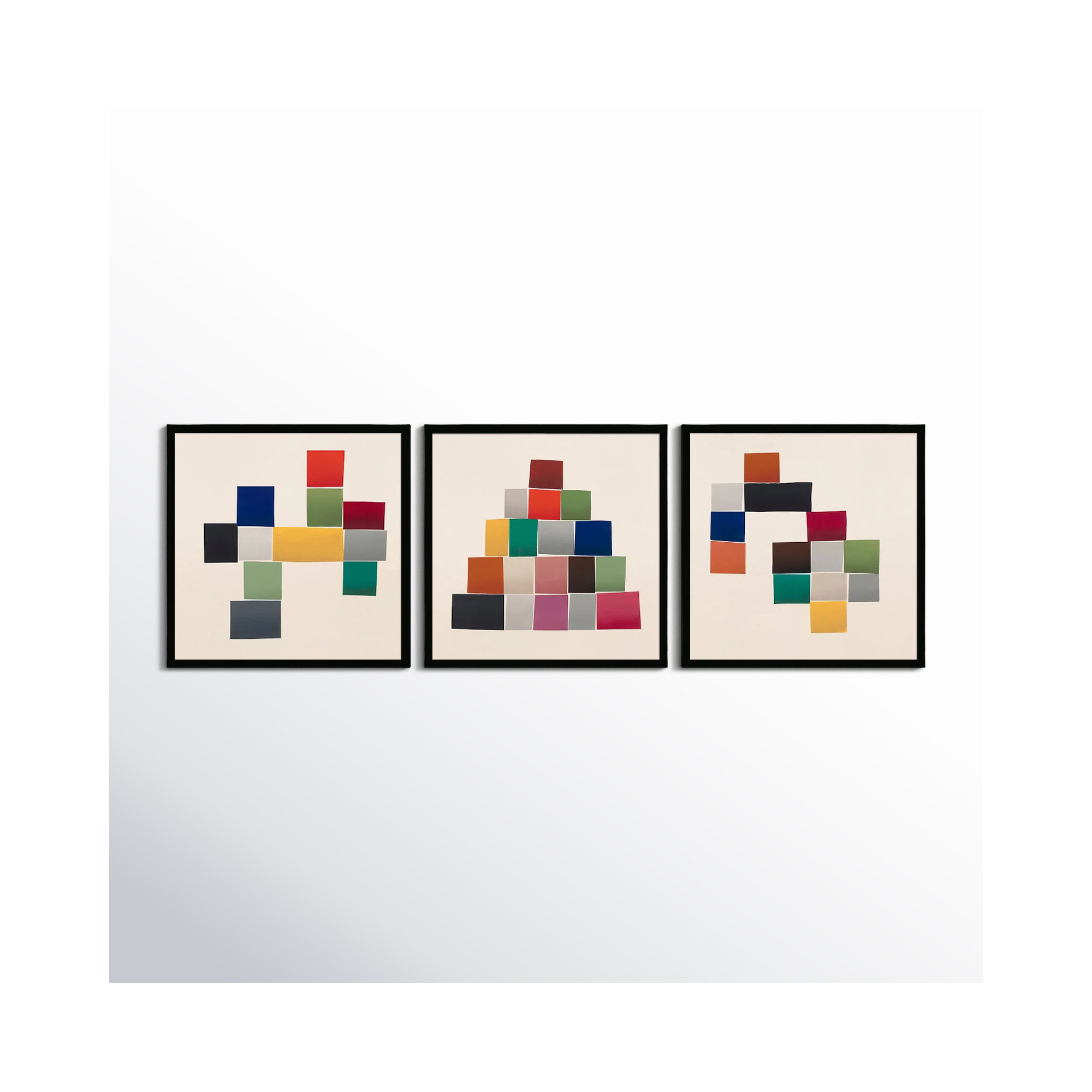 Jewels. Set Of 3 by Lee Lessem, Black Framed, 30" H x 30" W x 1.25" D