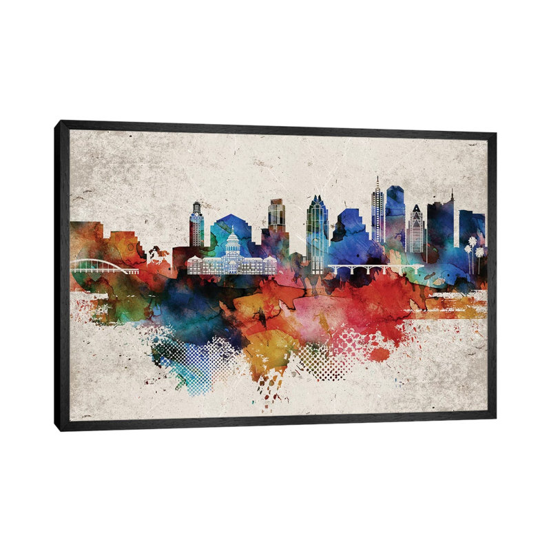Austin Abstract - Print on Canvas, Black Framed, 101.6cm H x 152.4cm W x 3.81cm D