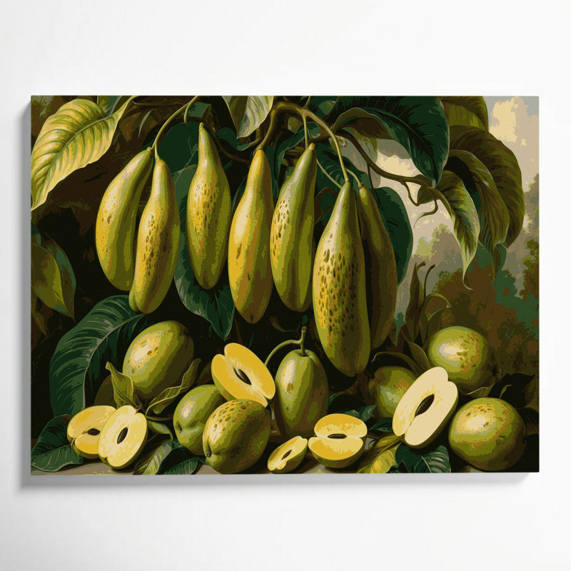 «Fruit Pawpaw», art mural sur toile vert, H 11 po x l 14 po