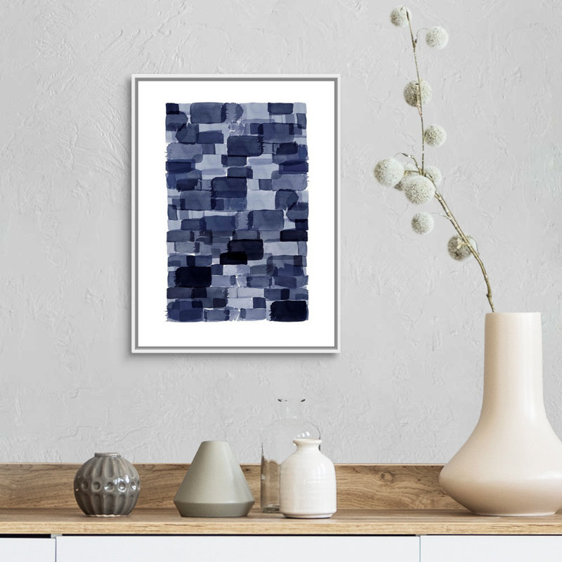 Impression de peinture sur toile, "bloc bleu marine Watercolor" par Urban Epiphany, Cadre blanc