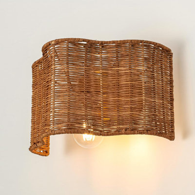 1-Light Boho Rattan Wall Sconce