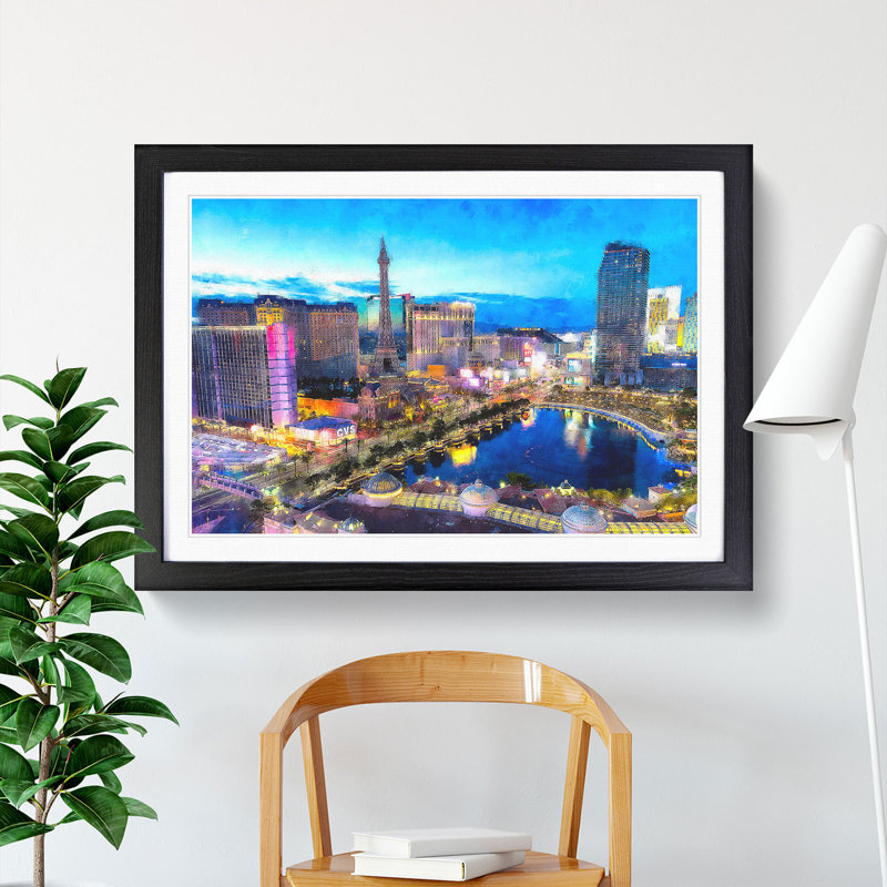 The Las Vegas Strip - Picture Frame Painting Print, 33cm H x 45cm W x 2cm D, Black Framed