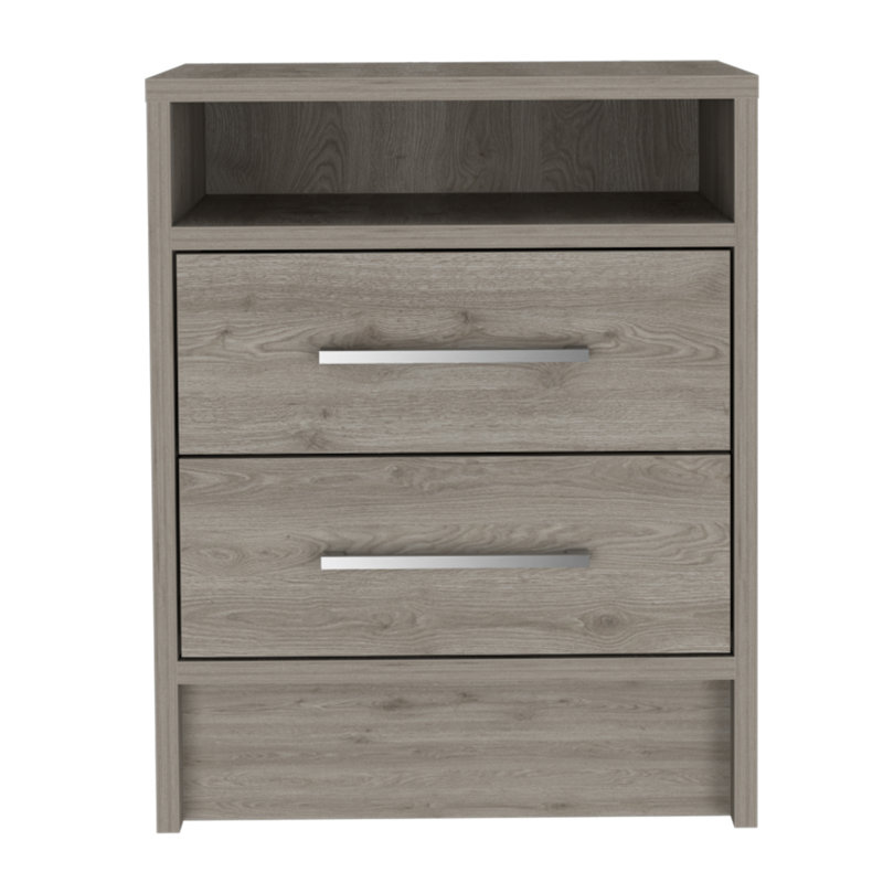 2-Drawer Nightstand, Light Gray