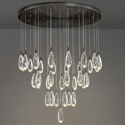 Naleya 43-Lights Round Ranidrop LED Crystal Chandelier