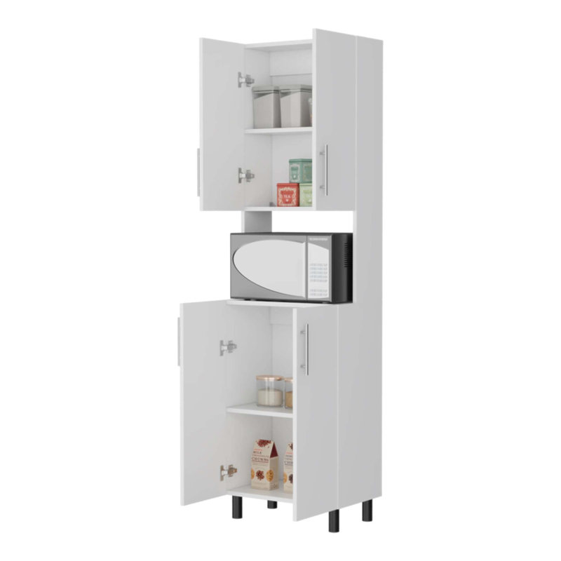 Double Cabinet Kitchen Pantry with Open Shelves and Ample Storage, Perfect for Organizing and Displaying Essentials.