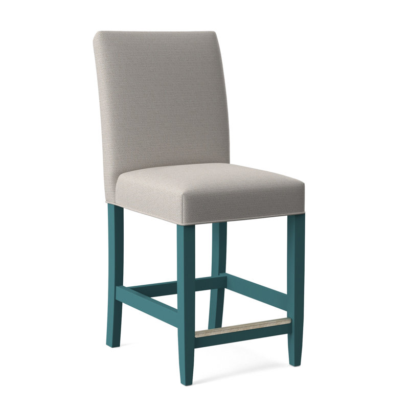 Manhattan Upholstered Stool with Solid Wood Frame, Black Finish, White Textured Performance; 0865-91