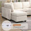 Canapé beige en chenille à accoudoirs carrés