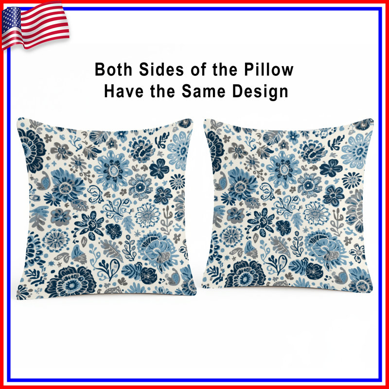Coussins décoratifs bleus et bleus à motif floral, 26 po x 26 po