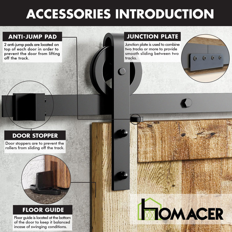 Black Rustic Spoke Wheel Design Non-Bypass Double Barn Door Hardware Kit( Door Not Included), 120 in.