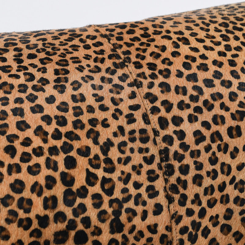 Camel and Black Genuine Cowhide Leopard Print Throw Pillow