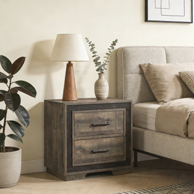 Table de chevet rustique en simili bois gaufré 1pc