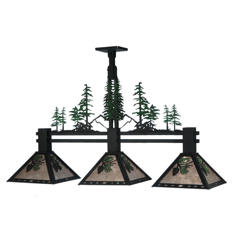 46" L Winter Pine Tall Pines 3 Lt Pool Table Lights, 28.25''