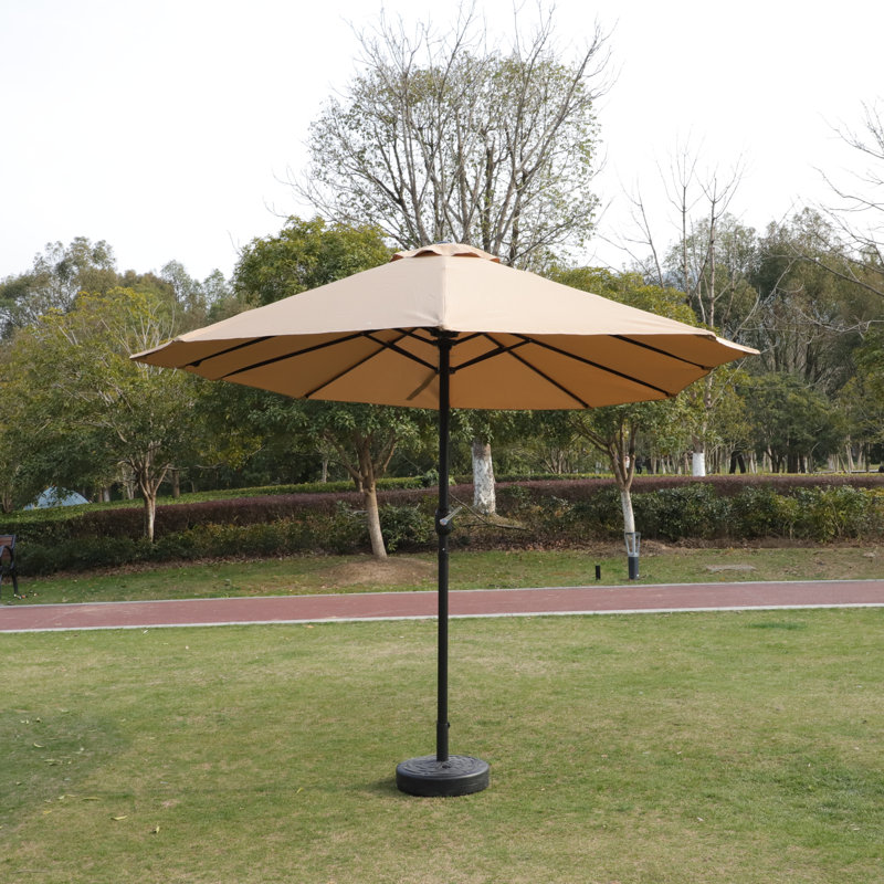 Grand parasol rectangulaire double 15 x 9 pi pour terrasse avec lumière et base - taupe, Taupe