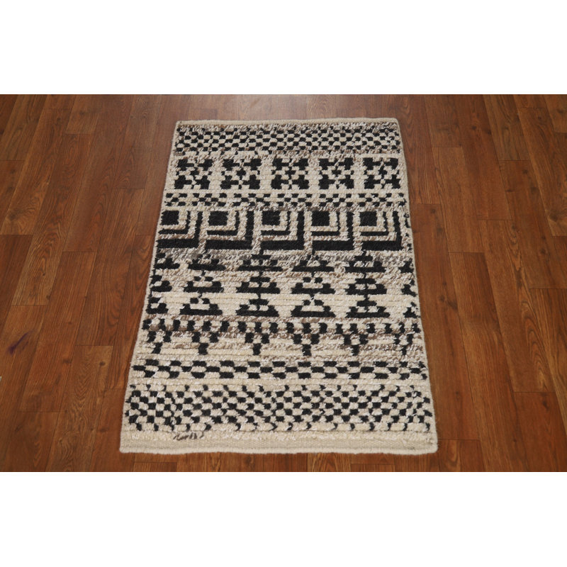 Tapis géométrique indien en laine à motif géométrique 2x3