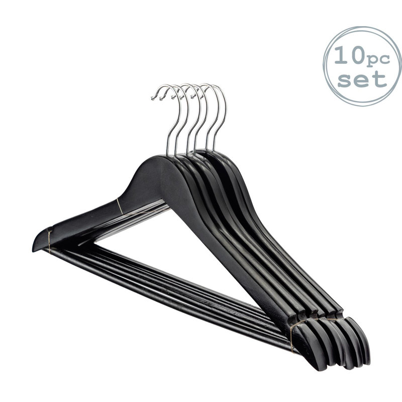 Harbour Housewares - Wooden Coat Hangers, Black