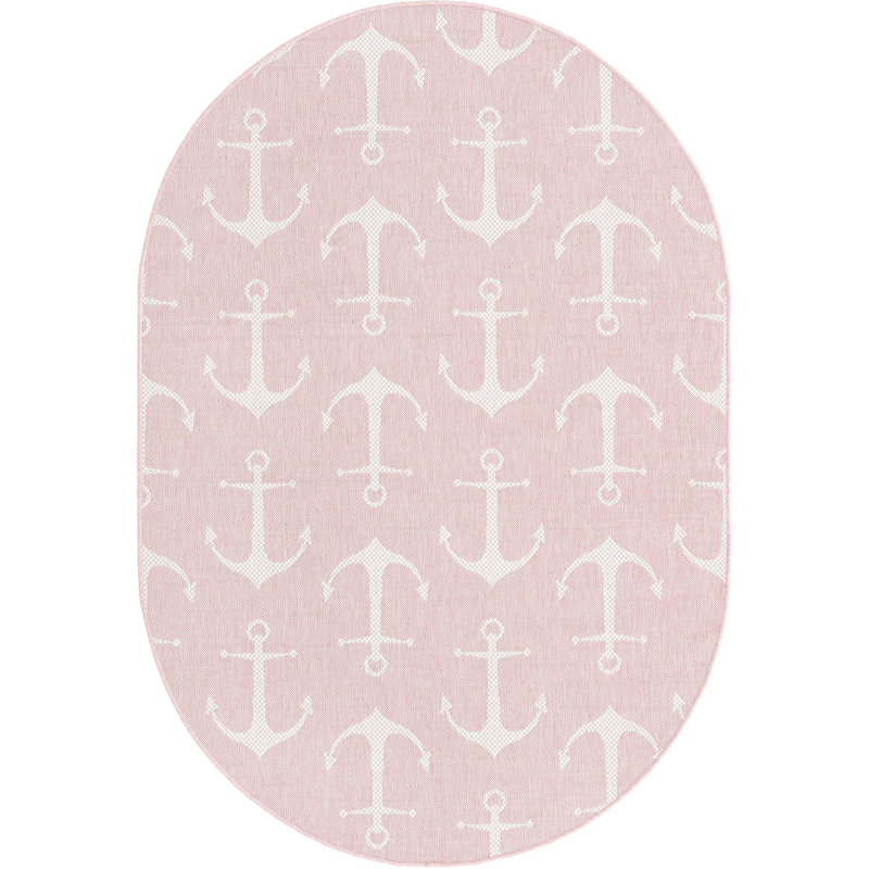 Outdoor Ayton Area Rug Sea Foam Color, Oval 5'3" x 7'10"