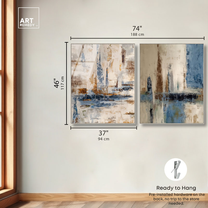 «Layers of Time», ensemble de reproductions d'art encadrées par Art Remedy, cadre argenté, 36 x 45, H 46 po x l 37 po