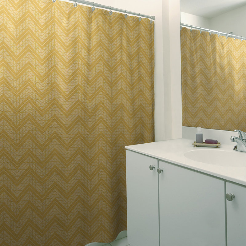 Rideau de douche simple à chevrons à la main classic, Jaune / Blanc