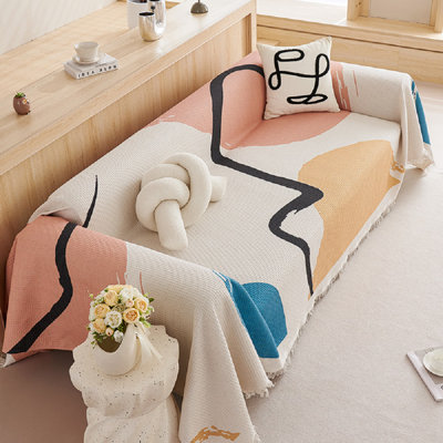 Housse pour canapé modulaire Housse de canapé Housse de canapé lavable Housse pour canapé pour animal de compagnie Housse de canapé beige kaki avec pampille