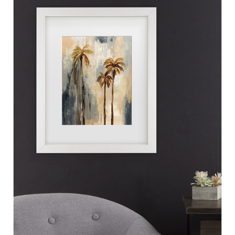 « palm trees i », métal imprimé, H 14 po x l 11 po x P 2 po, Cadre blanc