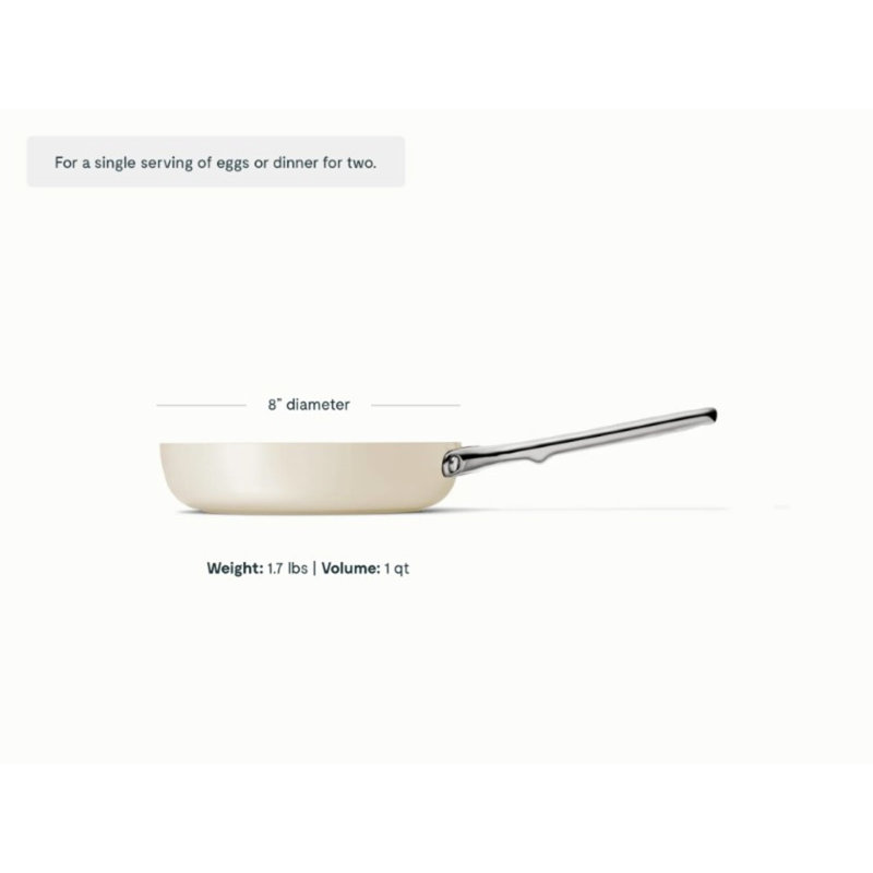 Caraway Nonstick Ceramic Fry Pan, Cream, 8"