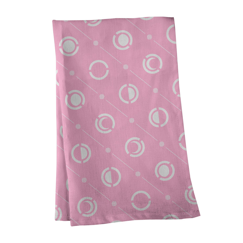 Torchon Moon phases, Rose clair/blanc, Croisé en coton