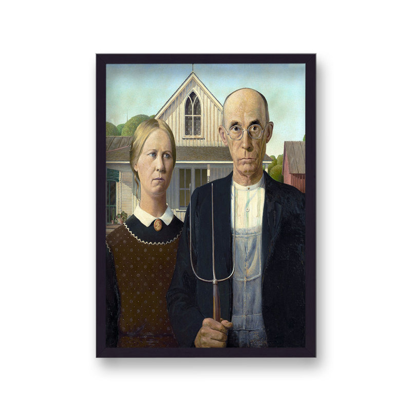Grant Wood American Gothic Without Border by Vouvart - Single Picture Frame Print