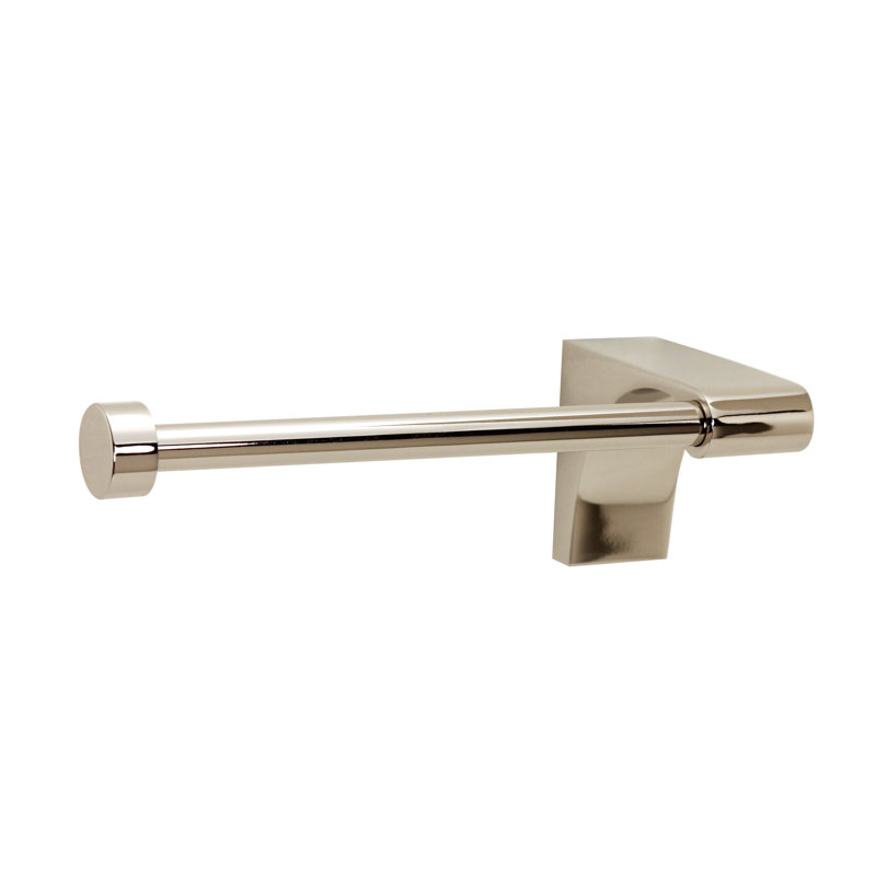 Luna 4.88" Single Post Tissue Wall Mounted Towel Bar, Polished Nickel, Right Hand