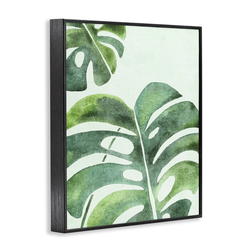 «Monstera Leaf Tropics», estampe numérique, design par Camila Juncos, H 14 po x l 11 po, Giclée encadrée noir minuit