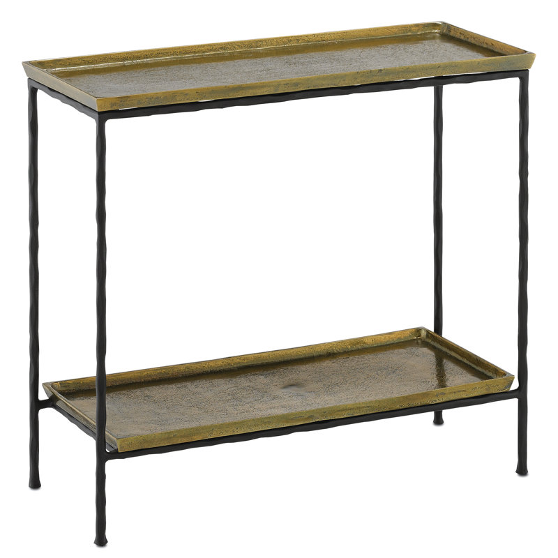 Boyles Tray Top End Table, Antique Brass