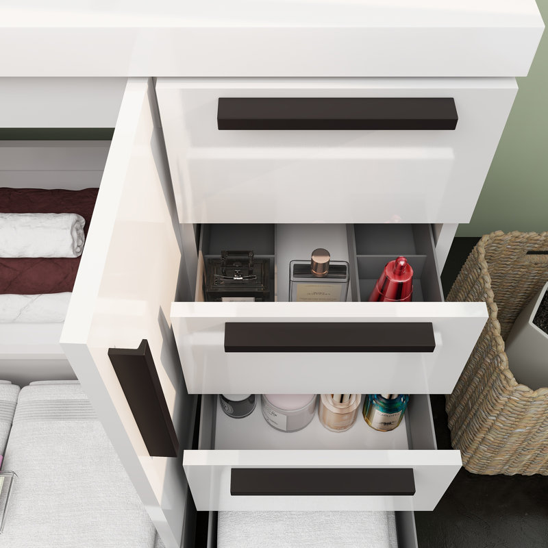 Carla Freestanding Bathroom Vanity with Double Sink, Gloss White, 71"