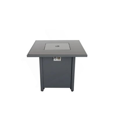 30" Powder-Coated Metal Fire Pit With Smoked Glass Surface