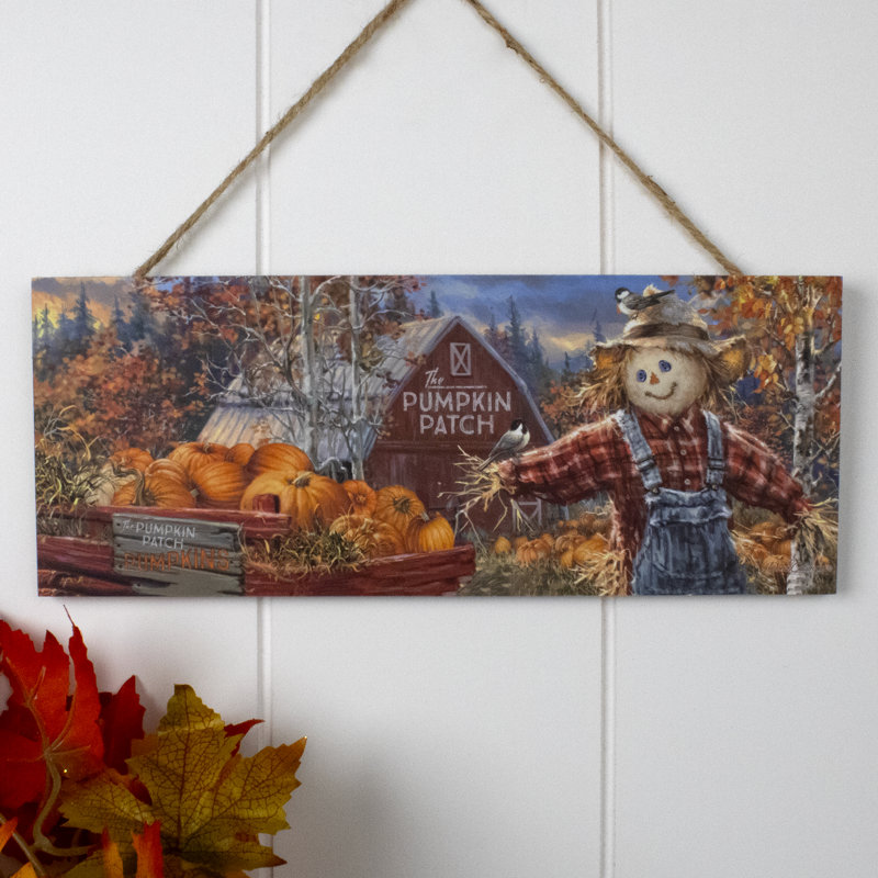 Pumpkin Patch Wooden Sign with Rope Hanger