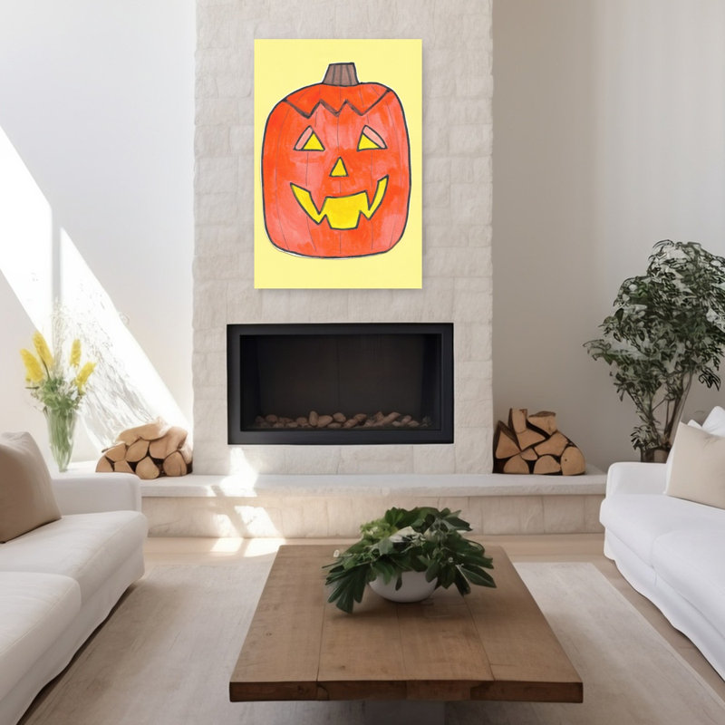 Affiche murale d'automne traditionnelle avec citrouille pour l'Halloween, H 48 po x l 32 po