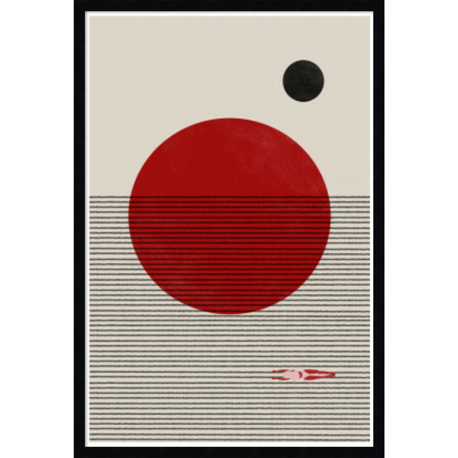 Swimming to You Print, Black, 33" H x 23" W x 1" D
