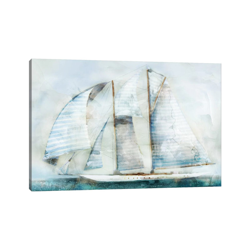 Sailboat Blues II 1 Piece Wrapped Canvas Panoramic Painting, 20.32 cm H x 30.48 cm W