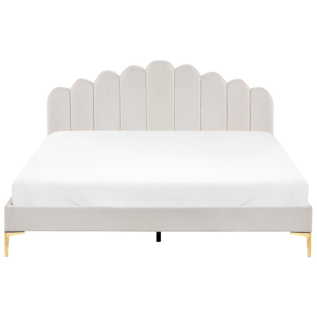 Bed Velvet SAUVIAN 180 x 200 cm (EU Super King) Beige